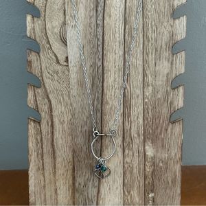 Silver Circle of Love Heart Gemstone Necklace